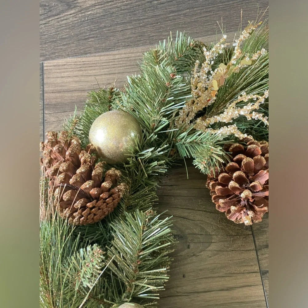 Pier 1 Gold and Brown Ornament Wreath